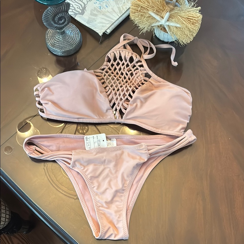 Pink High-Neck Bikini Set